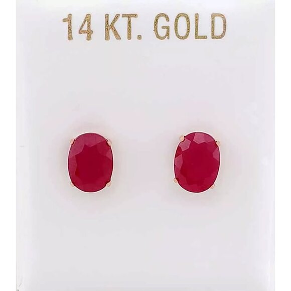 Genuine 4.30 Cts Ruby Stud Earrings 14k Rose Gold